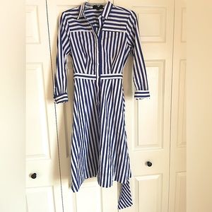 Long Sleeve Striped Blue JCrew Midi Sailing Dress